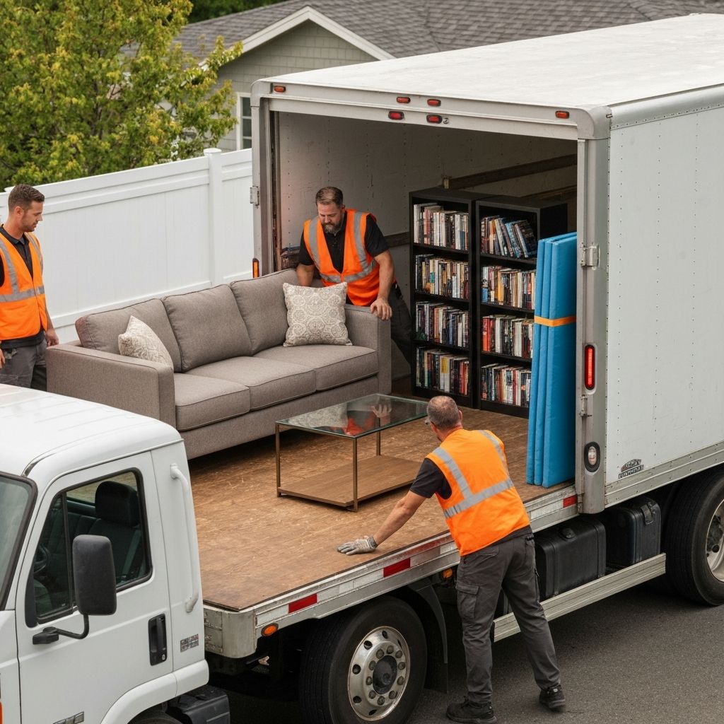 Box truck being loaded with furniture