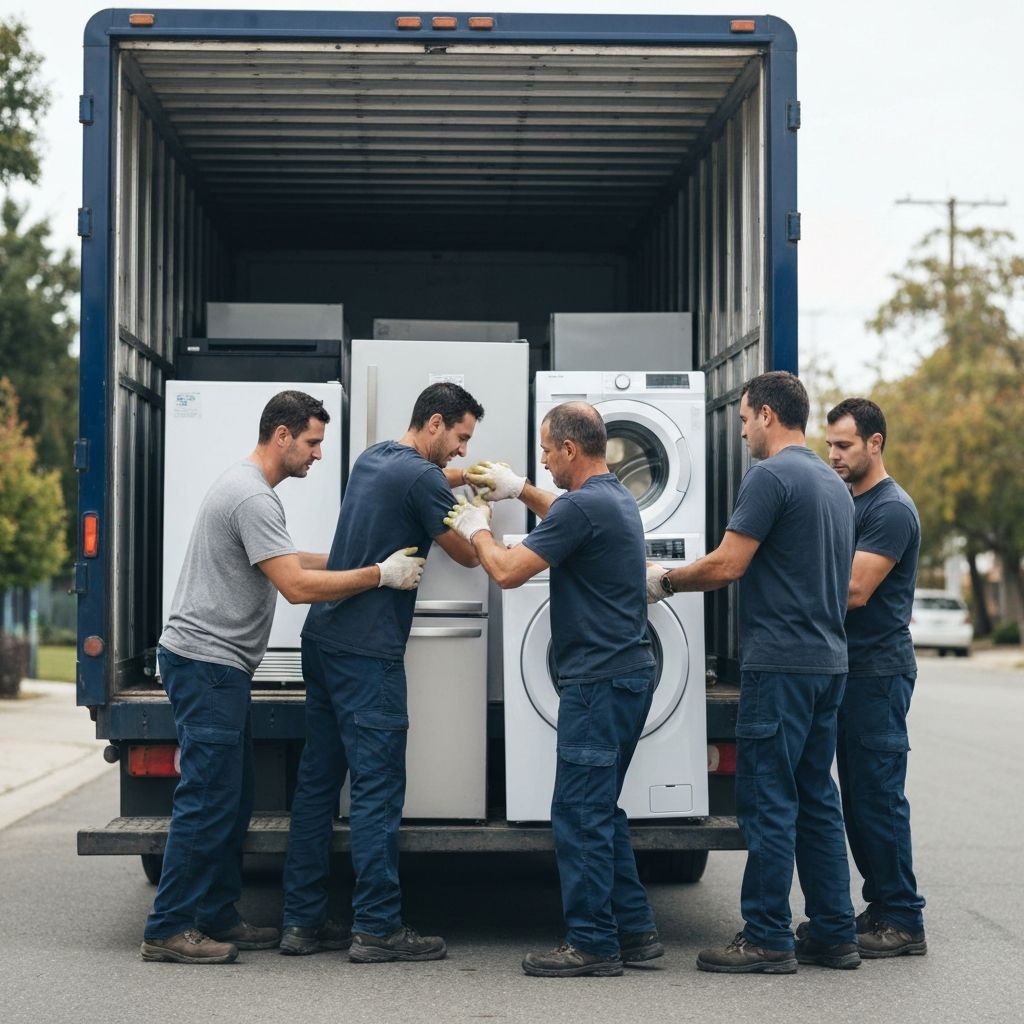 Workers unloading box truck